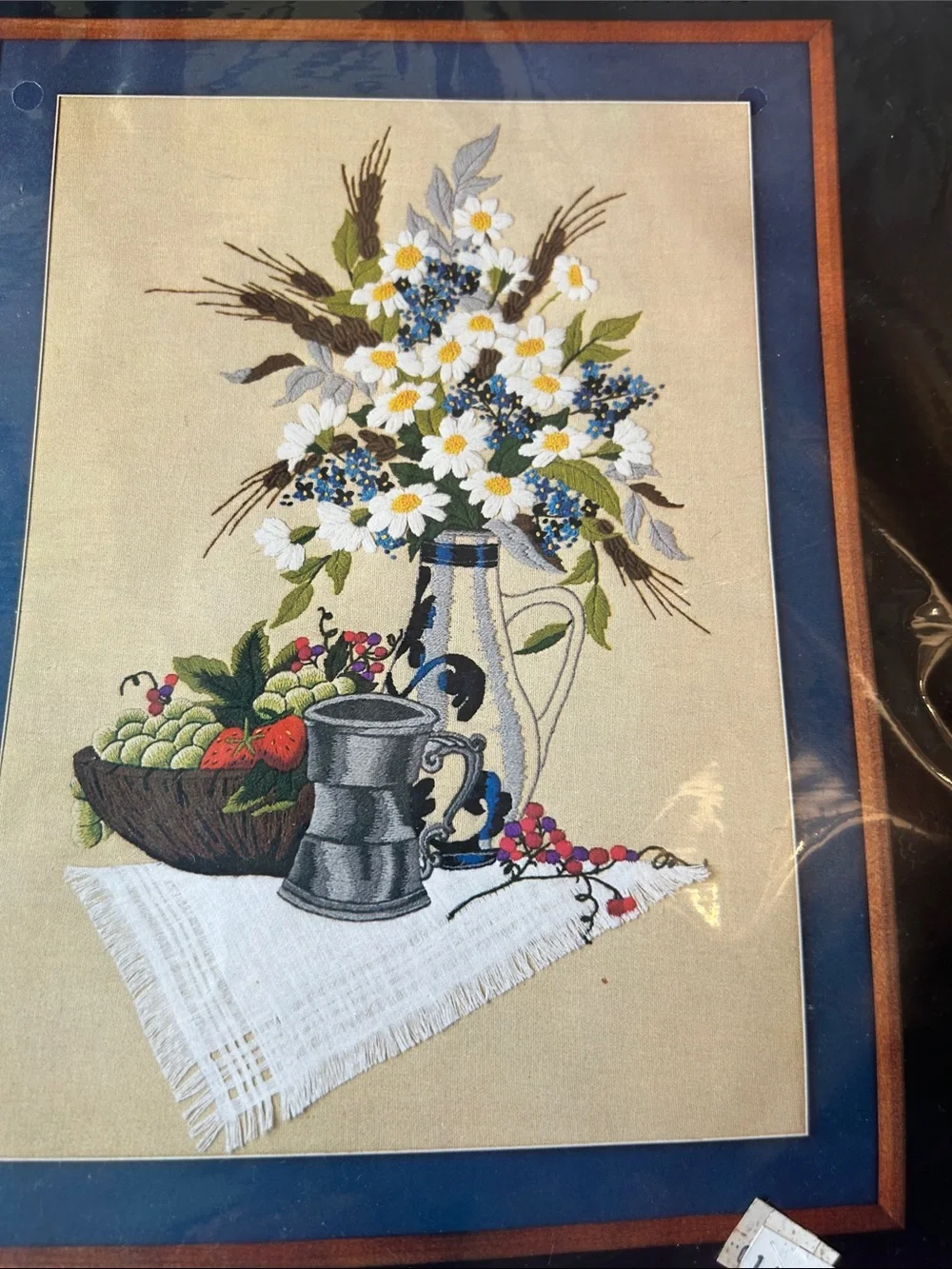 Vintage Crewel Still Life Wall Art NEW never opened